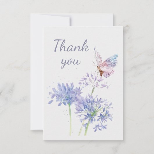 Butterfly en Garden Flowers Hartelijk dank Bedankkaart (Voorkant)