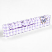 Butterfly en Gingham Desk Name Bord Naambordje