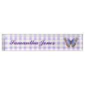 Butterfly en Gingham Desk Name Bord Naambordje (Voorkant)