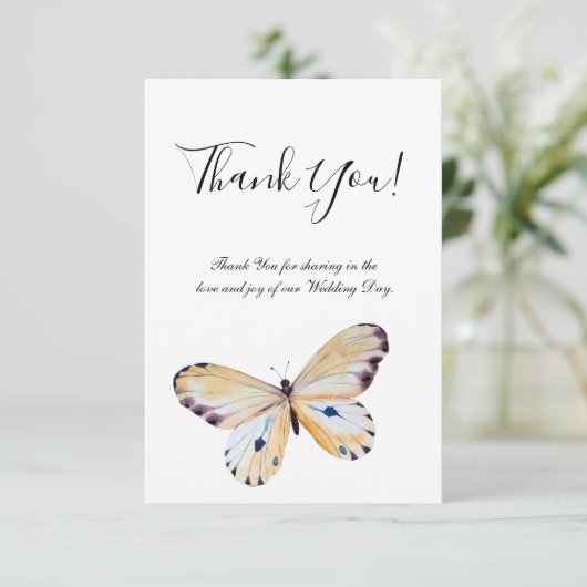 Butterfly en Greenery Flat Hartelijk dank Bedankkaart (Staand voorkant)