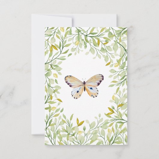 Butterfly en Greenery Flat Hartelijk dank Bedankkaart (Achterkant)