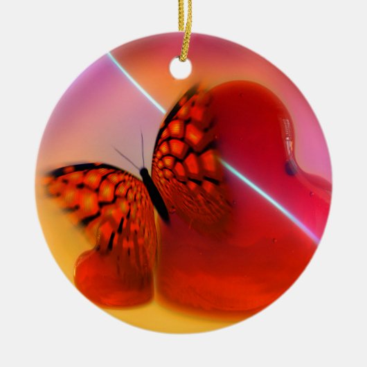 Butterfly en harten keramisch ornament (Voorkant)