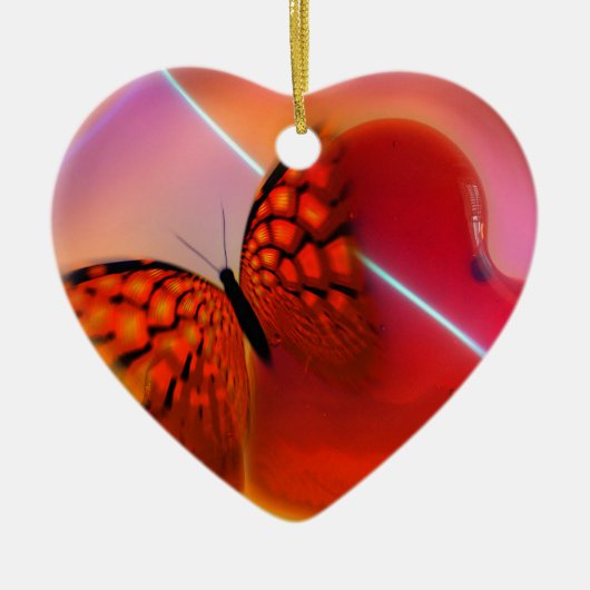 Butterfly en harten keramisch ornament (Voorkant)