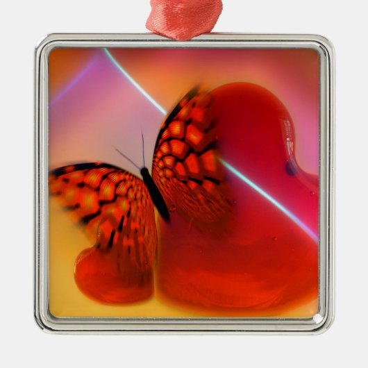 Butterfly en harten metalen ornament (Voorkant)