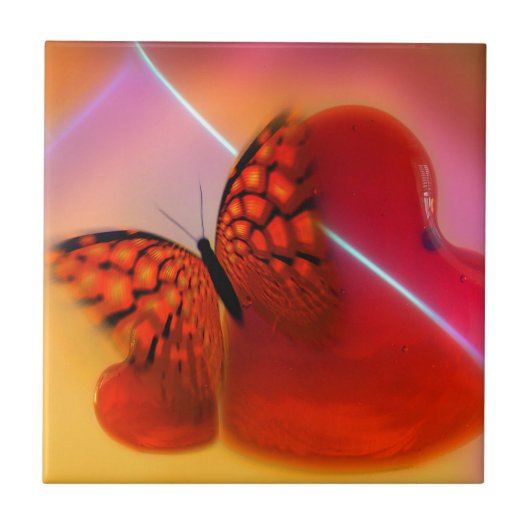 Butterfly en harten tegeltje (Voorkant)