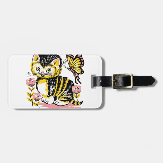 Butterfly en Kitten Bagagelabel (Voorkant horizontaal)