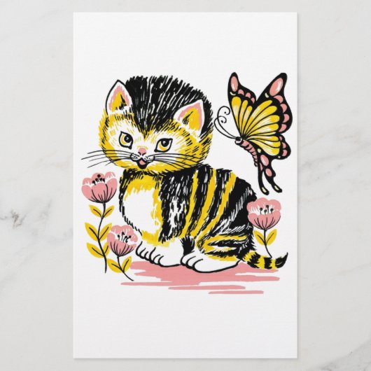 Butterfly en Kitten Briefpapier (Voorkant)