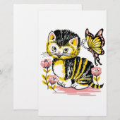 Butterfly en Kitten Briefpapier (Voorkant / Achterkant)