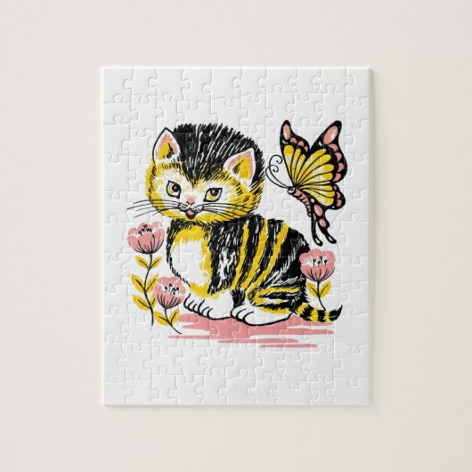 Butterfly en Kitten Legpuzzel (Verticaal)