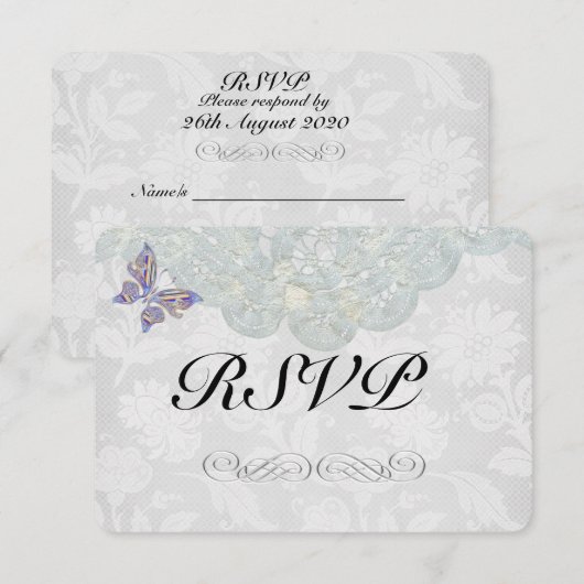 Butterfly en Lace Wedding RSVP Matte 3,5 x 5 inch (Voorkant / Achterkant)