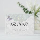 Butterfly en Lace Wedding RSVP Matte 3,5 x 5 inch (Staand voorkant)