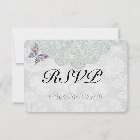 Butterfly en Lace Wedding RSVP Matte 3,5 x 5 inch (Voorkant)