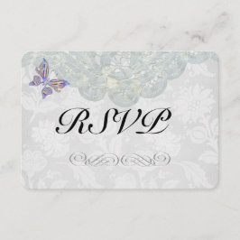 Butterfly en Lace Wedding RSVP Matte 3,5 x 5 inch Kaartje