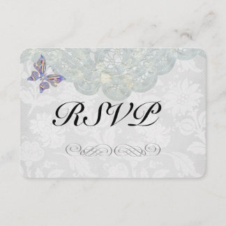 Butterfly en Lace Wedding RSVP Matte 3,5 x 5 inch Kaartje