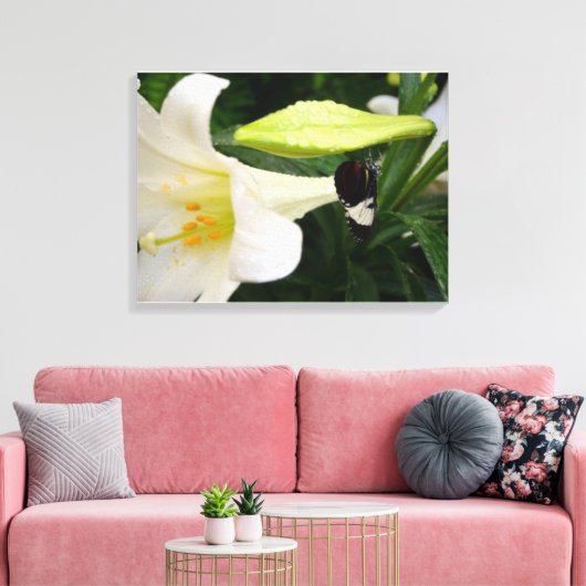 Butterfly en Lily Canvas Afdruk (Insitu (Woonkamer))