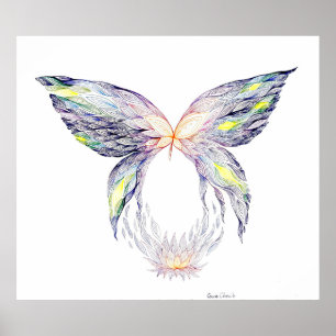 Butterfly en lotus poster