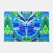 Butterfly en Medallion Batik Pattern in Blue Deurmat (Voorkant)