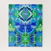 Butterfly en Medallion Batik Pattern in Blue Legpuzzel (Verticaal)