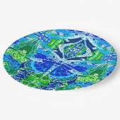 Butterfly en Medallion Batik Pattern in Blue Papieren Bordje (Gekanteld)