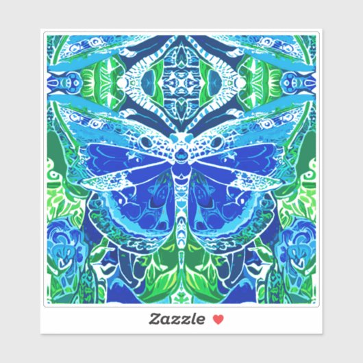 Butterfly en Medallion Batik Pattern in Blue Sticker (Vel)