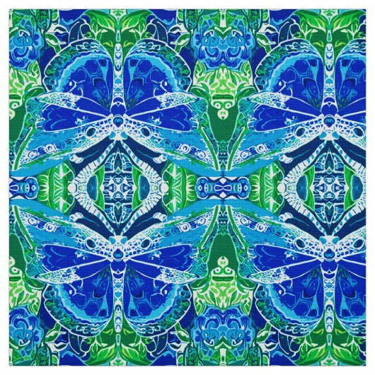Butterfly en Medallion Batik Pattern in Blue Stof (Swatch)
