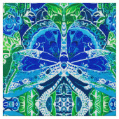 Butterfly en Medallion Batik Pattern in Blue Stof (Close Up)