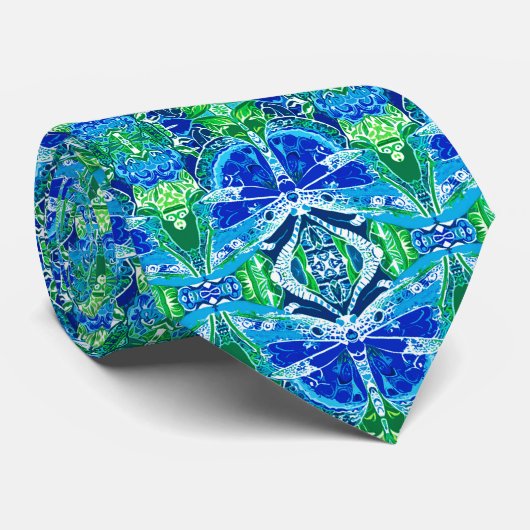 Butterfly en Medallion Batik Pattern in Blue Stropdas (Opgerold)