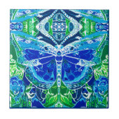 Butterfly en Medallion Batik Pattern in Blue Tegeltje (Voorkant)
