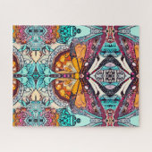 Butterfly en Medallion Batik Pattern in Oranje Legpuzzel (Horizontaal)