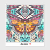 Butterfly en Medallion Batik Pattern in Oranje Sticker (Vel)