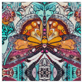 Butterfly en Medallion Batik Pattern in Oranje Stof (Close Up)