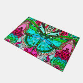 Butterfly en Medallion Batik Pattern in Turquoise Deurmat (Schuin)