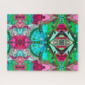 Butterfly en Medallion Batik Pattern in Turquoise Legpuzzel (Horizontaal)