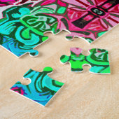 Butterfly en Medallion Batik Pattern in Turquoise Legpuzzel (Zijkant)