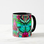 Butterfly en Medallion Batik Pattern in Turquoise Mok (Voorkant rechts)