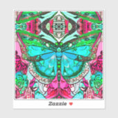 Butterfly en Medallion Batik Pattern in Turquoise Sticker (Vel)