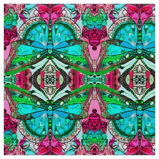Butterfly en Medallion Batik Pattern in Turquoise Stof (Swatch)
