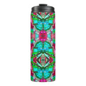 Butterfly en Medallion Batik Pattern in Turquoise Thermosbeker (Voorkant)