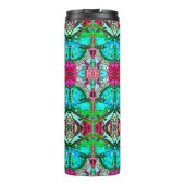 Butterfly en Medallion Batik Pattern in Turquoise Thermosbeker (Achterkant)