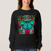 Butterfly en Medallion Batik Pattern in Turquoise Trui (Voorkant)