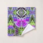 Butterfly en Medallion Batik Pattern in Violet Bad Handdoek (Wasdoekje)