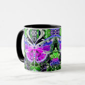 Butterfly en Medallion Batik Pattern in Violet Mok (Voorkant links)