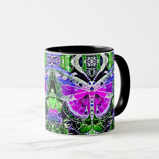 Butterfly en Medallion Batik Pattern in Violet Mok (Voorkant rechts)