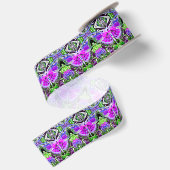 Butterfly en Medallion Batik Pattern in Violet Satijnen Lint (Achterkant)