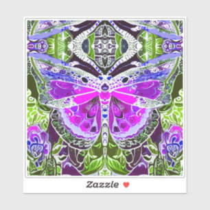 Butterfly en Medallion Batik Pattern in Violet Sticker