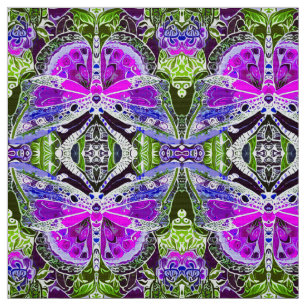 Butterfly en Medallion Batik Pattern in Violet Stof