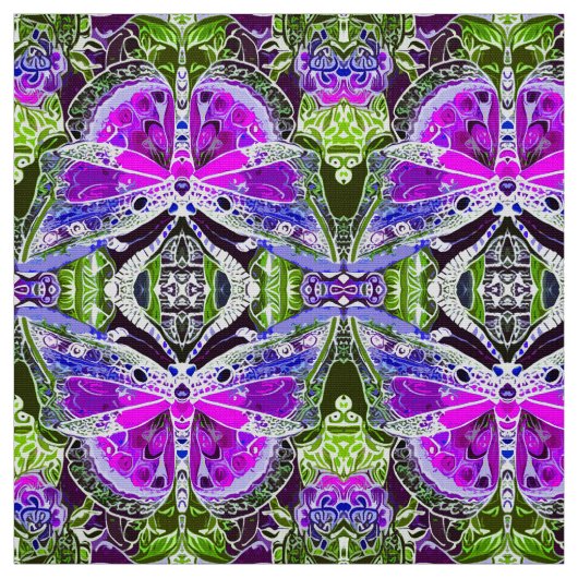 Butterfly en Medallion Batik Pattern in Violet Stof (Swatch)