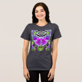 Butterfly en Medallion Batik Pattern in Violet Tri-Blend Shirt (Voorkant volledig)