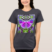 Butterfly en Medallion Batik Pattern in Violet Tri-Blend Shirt (Voorkant)