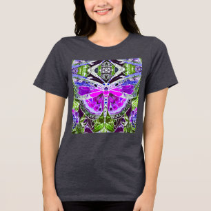 Butterfly en Medallion Batik Pattern in Violet Tri-Blend Shirt